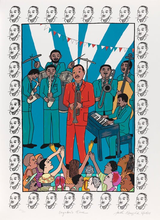 Faith Ringgold, unframed lithograph on paper, “Wynton’s Tune”